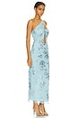 view 2 of 5 Beaded Cut Out Dress in Embellished Flower Embroidery & Blue Topaz