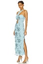 view 3 of 5 Beaded Cut Out Dress in Embellished Flower Embroidery & Blue Topaz