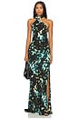 view 1 of 3 Asymmetric Maxi Dress in Optic Buttercup & Jet Set Combo