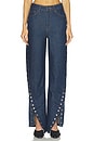 view 1 of 6 Buttoned Wide Leg in Dark Blue Denim