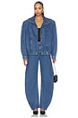 view 5 of 6 JEANS CON PERNERA ACAMPANADA DRAPED BARREL LEG JEANS in Medium Blue Denim