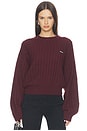 view 1 of 5 Cable Crewneck Sweater in Decadent Chocolate