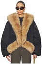 view 2 of 5 Faux Fur Collar Bomber Jacket in Black