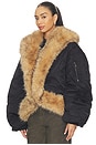 view 3 of 5 Faux Fur Collar Bomber Jacket in Black