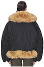 view 4 of 5 Faux Fur Collar Bomber Jacket in Black