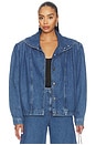view 1 of 5 CHAQUETA DENIM GATHERED DENIM JACKET in Medium Blue Denim