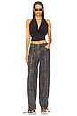 view 5 of 6 Denim Laced Leg Pant in Black