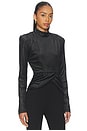 view 2 of 5 Velvet Draped Top in Black