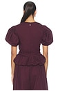 view 3 of 4 TOP PUFF SLEEVE TOP in Zinfandel