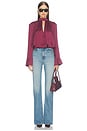 view 5 of 5 Dot Satin Bow Shirt in Winetasting Combo
