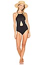 view 1 of 3 Lela One Piece Swimsuit in Black Glossy Pique & Matte Pique