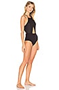 view 2 of 3 Lela One Piece Swimsuit in Black Glossy Pique & Matte Pique