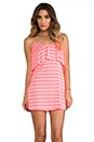 view 1 of 6 Low V Back Dress in Neon Coral Stripe
