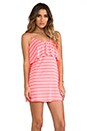 view 3 of 6 Low V Back Dress in Neon Coral Stripe