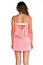 view 4 of 6 Low V Back Dress in Neon Coral Stripe