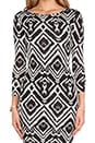 view 5 of 6 Long Sleeve Body Con Dress in Black White Ikat