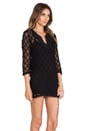 view 2 of 5 ROBE COURTE À LONGUES MANCHES in Black Crochet