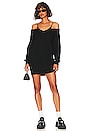 view 1 of 3 V Neck Sweater Dress with Satin Cami in Black
