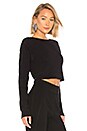 view 2 of 4 Cropped Boatneck Sweater in Black