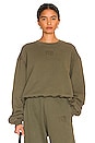 view 1 of 4 Structured Terry Crewneck Sweatshirt in Army Green