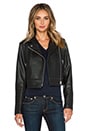 view 1 of 5 Pebbled Leather Moto Jacket in Black