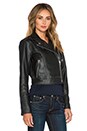 view 3 of 5 Pebbled Leather Moto Jacket in Black