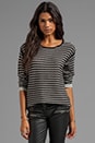 view 1 of 4 Stripe Knit Long Sleeve Top in Black/White in Black & White