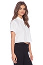 view 2 of 3 Ripstop Poplin Short Sleeve Cropped Shirt in White