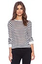 view 1 of 3 Stripe Rayon Linen Long Sleeve Tee in Navy & White
