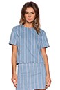 view 1 of 4 Stripe Denim Boxy Top in Light Indigo
