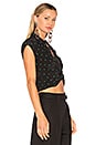 view 2 of 4 Collared Knot Front Shirt in Black & Emerald Print
