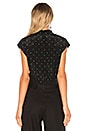 view 3 of 4 Collared Knot Front Shirt in Black & Emerald Print