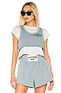 view 1 of 4 Lightweight Terry Bi Layer Crop Top in Sea Blue