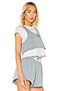 view 2 of 4 Lightweight Terry Bi Layer Crop Top in Sea Blue