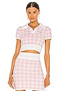 view 1 of 5 Towel Gingham Polo Pullover Top in Cradle Pink & White
