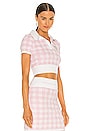 view 2 of 5 Towel Gingham Polo Pullover Top in Cradle Pink & White