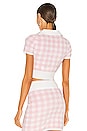 view 3 of 5 Towel Gingham Polo Pullover Top in Cradle Pink & White