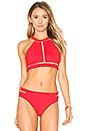 view 1 of 4 Fish Line Detail Bikini Top in Vermillion