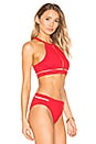 view 2 of 4 Fish Line Detail Bikini Top in Vermillion