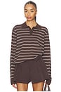 view 1 of 5 Madison Polo in Espresso & Ecru Stripes