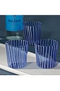 view 2 of 2 Marina White Stripe Glass Tumbler Set Of 6 in Blue