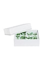 view 3 of 3 JUEGO DE 4 SERVILLETEROS CON FLOR DE VIDRIO BOTÁNICA BOTANICA GLASS FLOWER NAPKIN RINGS SET OF 4 in Green