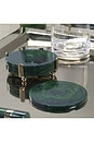 view 2 of 3 Spiga Set Of 4 Coasters On Stand in Gold & Green