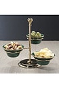 view 2 of 3 Monte Napoleone 3-tier Condiment Bowl Set in Polished Gold & Green