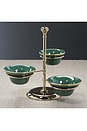view 3 of 3 Monte Napoleone 3-tier Condiment Bowl Set in Polished Gold & Green