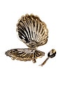 view 1 of 6 Cap Ferrat Fan Shell Lidded Bowl With Spoon in Polished Gold