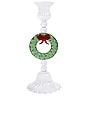 view 1 of 3 Holiday Wreath Taper Holder in Clear & Green
