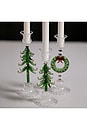 view 2 of 3 Holiday Wreath Taper Holder in Clear & Green