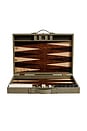 view 1 of 7 Geneva Backgammon Set in Dusty Green Leather