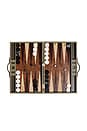 view 2 of 7 Geneva Backgammon Set in Dusty Green Leather